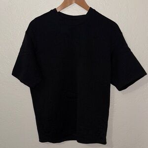 Saints Studio Black Paisley Jacquard Textured Short Sleeve Tee M